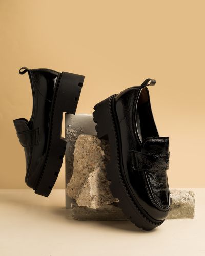 moustakis μαύρα λουστρίνι loafers