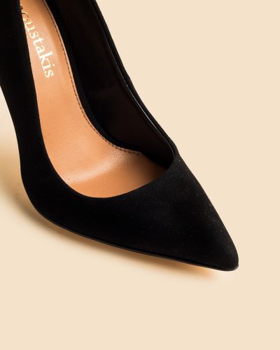 moustakis black suede pointed pumps
