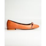 moustakis μπεζ δερμάτινα καρέ slingback flats