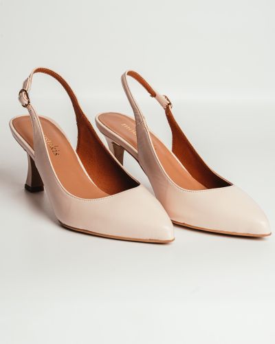 moustakis εκρού δερμάτινες γόβες slingback
