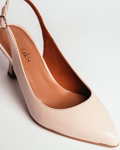 moustakis εκρού δερμάτινες γόβες slingback