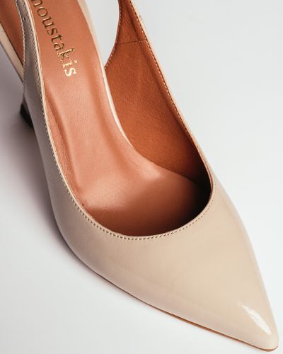 moustakis nude λουστρίνι μυτερές γόβες slingback