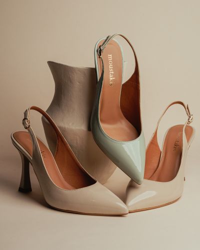 moustakis nude λουστρίνι μυτερές γόβες slingback