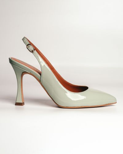 moustakis slingback high heels in mint green patent leather