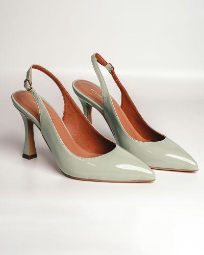 moustakis slingback high heels in mint green patent leather