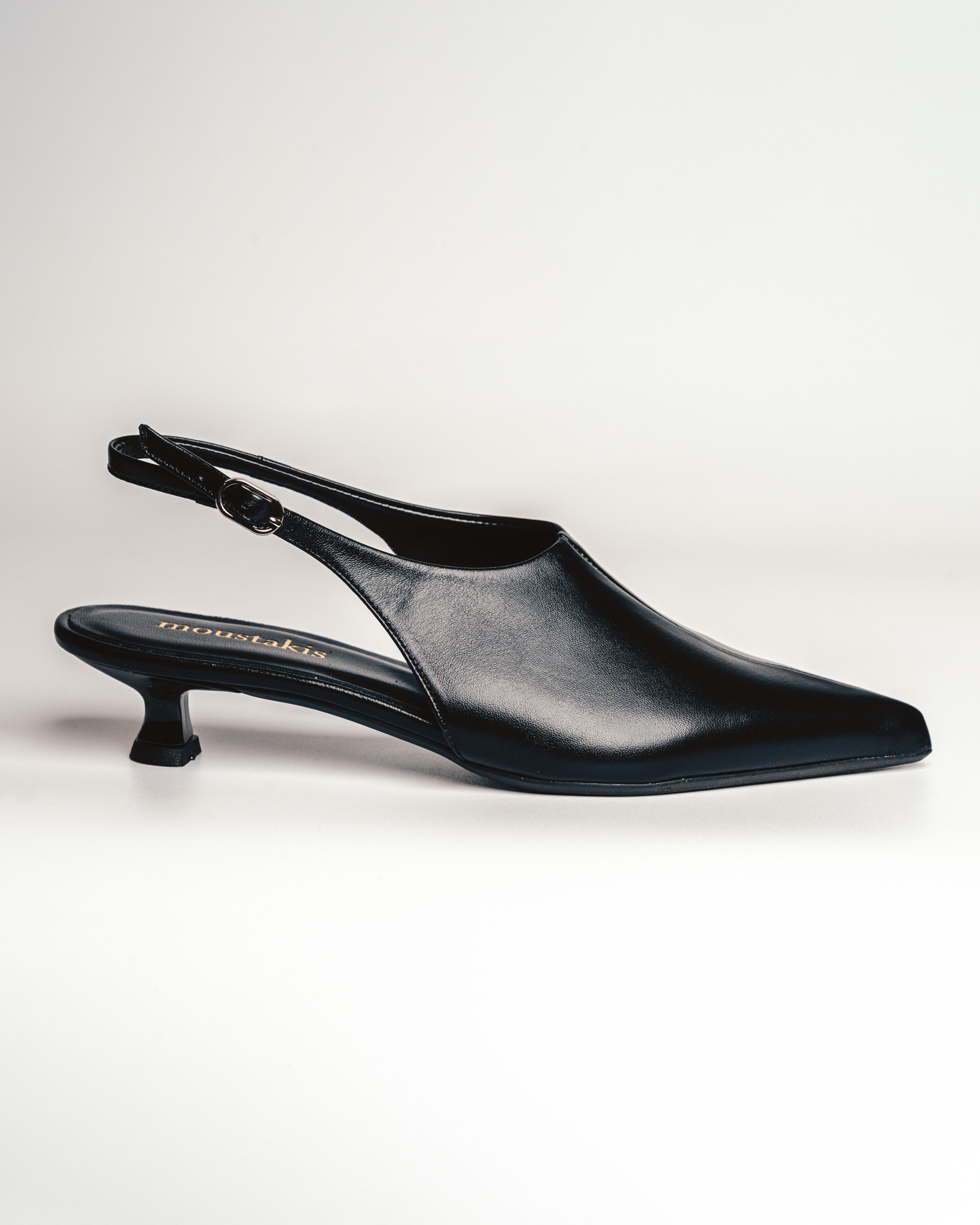 moustakis μαύρα δερμάτινα μυτερά slingback mules moustakis μαύρα δερμάτινα μυτερά slingback mules