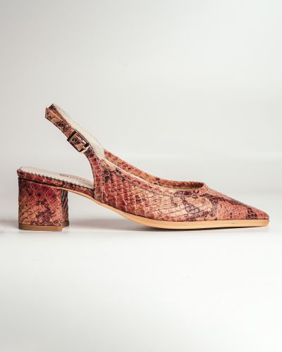 moustakis σομόν δερμάτινα πλεκτά γοβάκια slingback