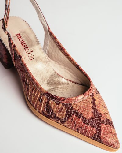 moustakis σομόν δερμάτινα πλεκτά γοβάκια slingback